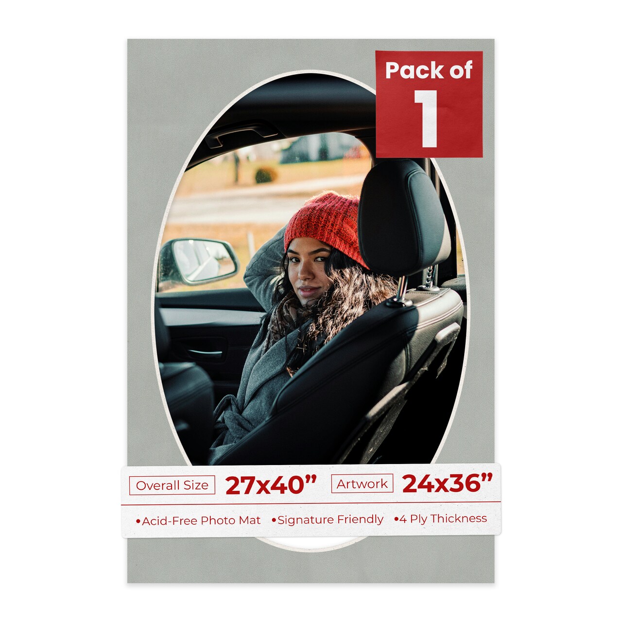 Light Grey Suede Mat Board for 27x40 Frames - Oval Opening for 24x36 Photos